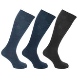 Mens 100% Cotton Ribbed Knee Socks (Pack Of 3) (UK 6-11) GOODS Superdrug Blue/Black/Navy  