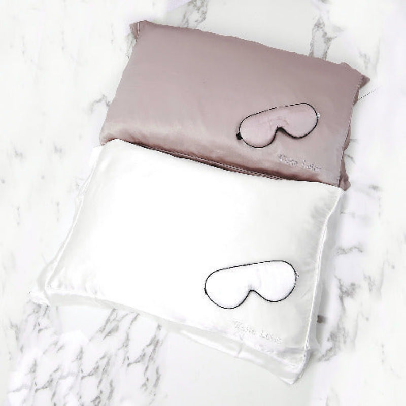 White Lotus Beauty mulberry silk pillowcase and eye mask set (British brand)