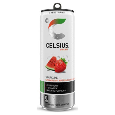 Celsius energy drink sparkling strawberry watermelon 355ml, UK version