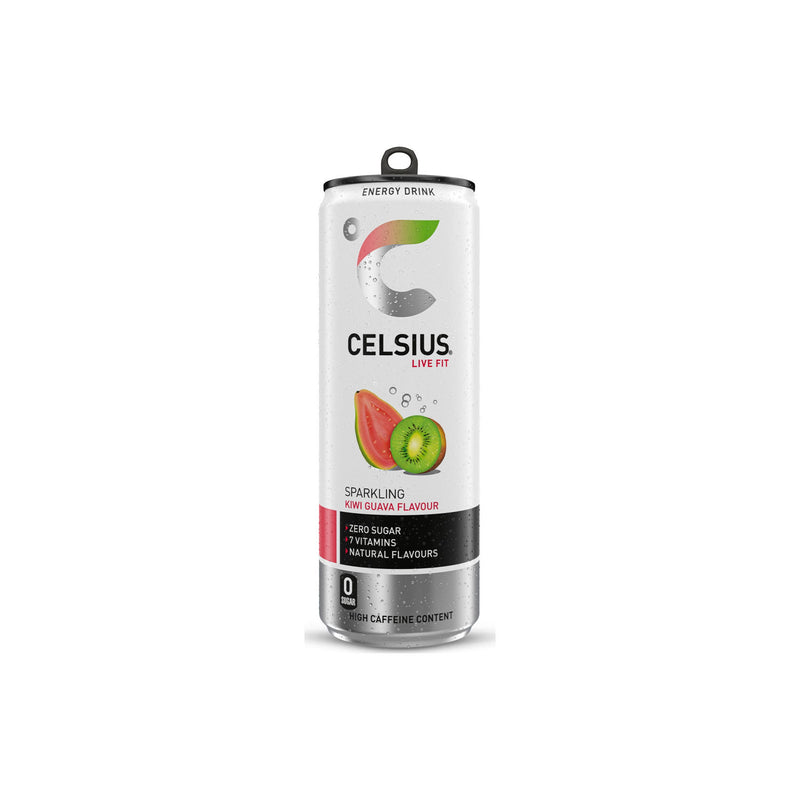 Celsius energy drink Kiwi Guava 355ml, imported from the UK