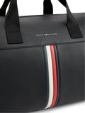 Tommy Hilfiger black metallic logo signature tape duffel bag, UK version