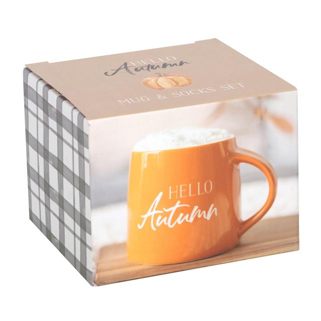 Hello Autumn Ceramic Mug & Socks Set