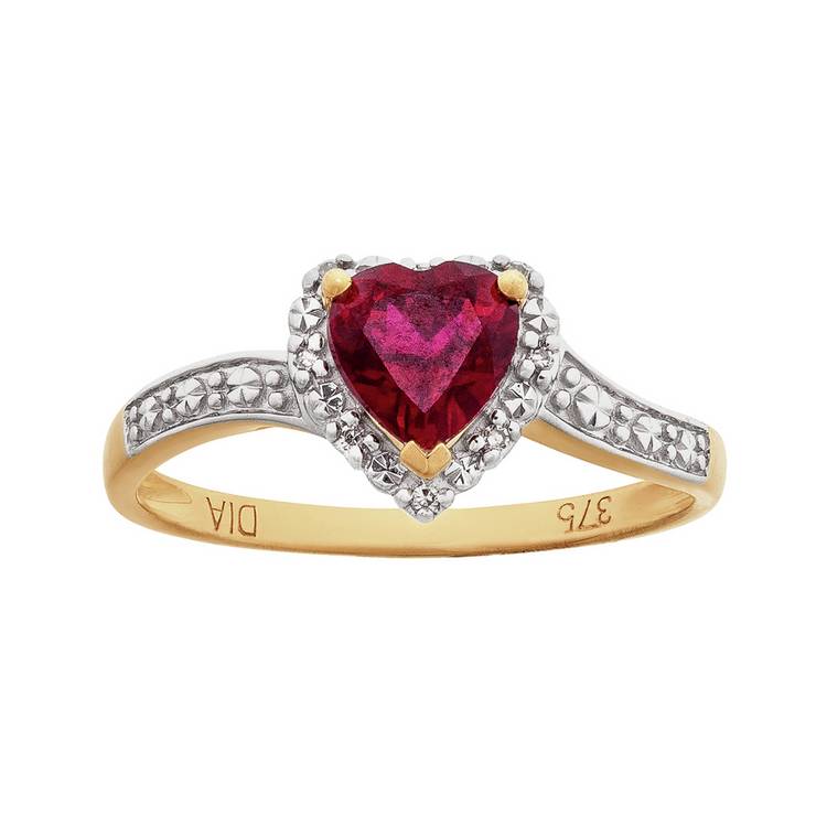 Revere heart-shaped diamond ruby ring, imported from the UK