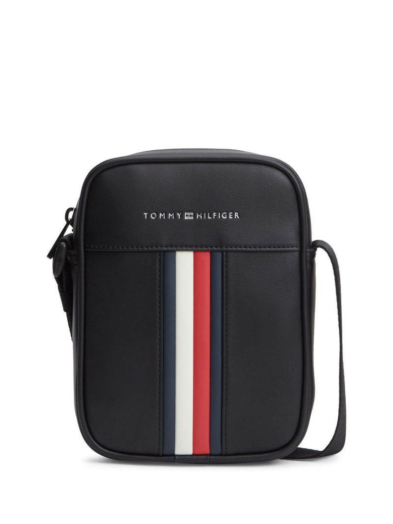Tommy Hilfiger black signature tape reporter bag - British product