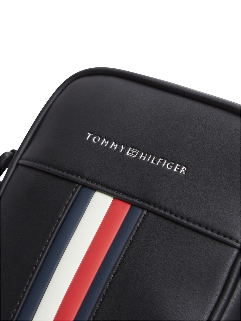 Tommy Hilfiger black signature tape reporter bag - British product