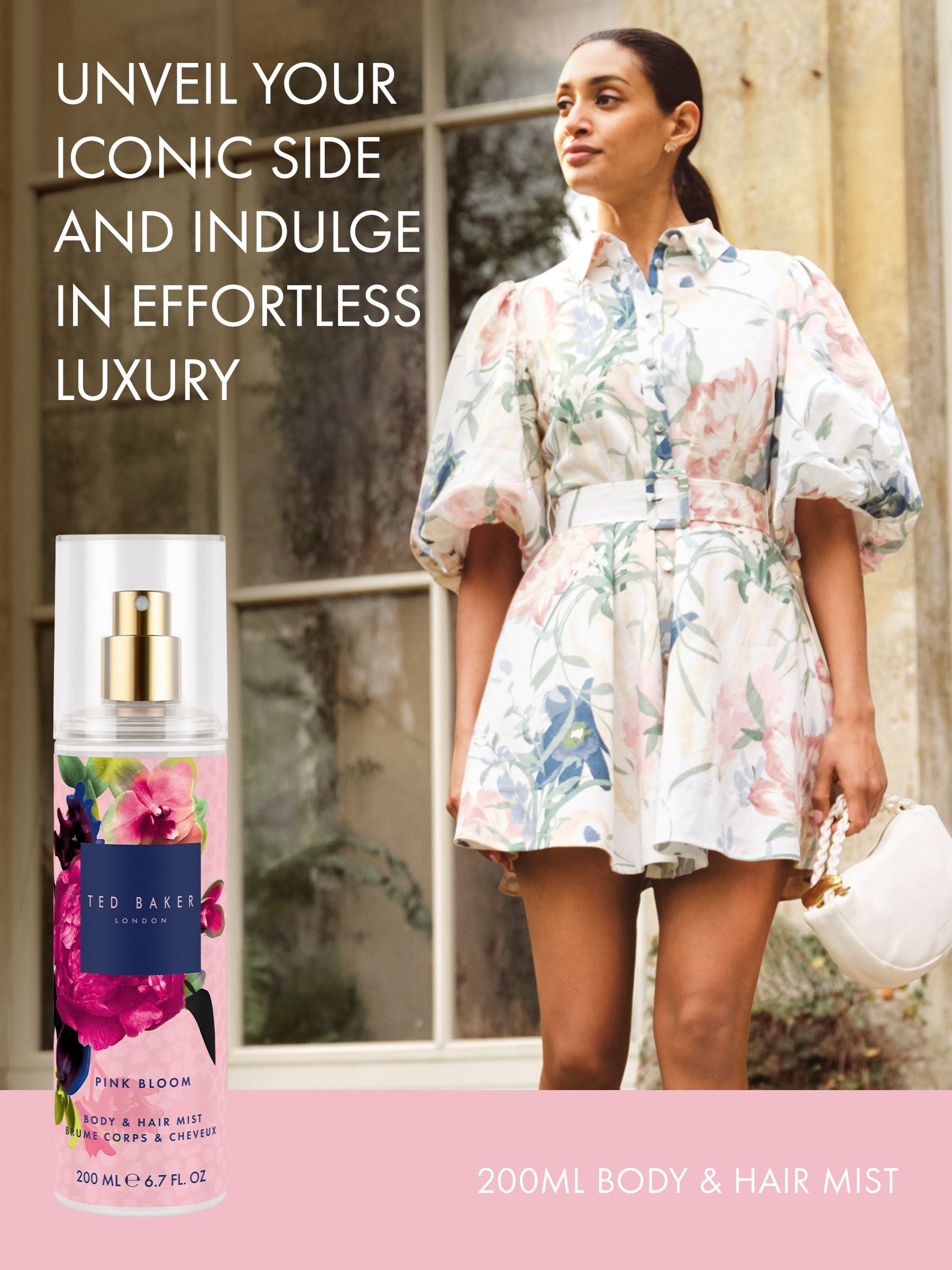 Ted Baker Pink Bloom body hair mist 200ml, imported from the UK