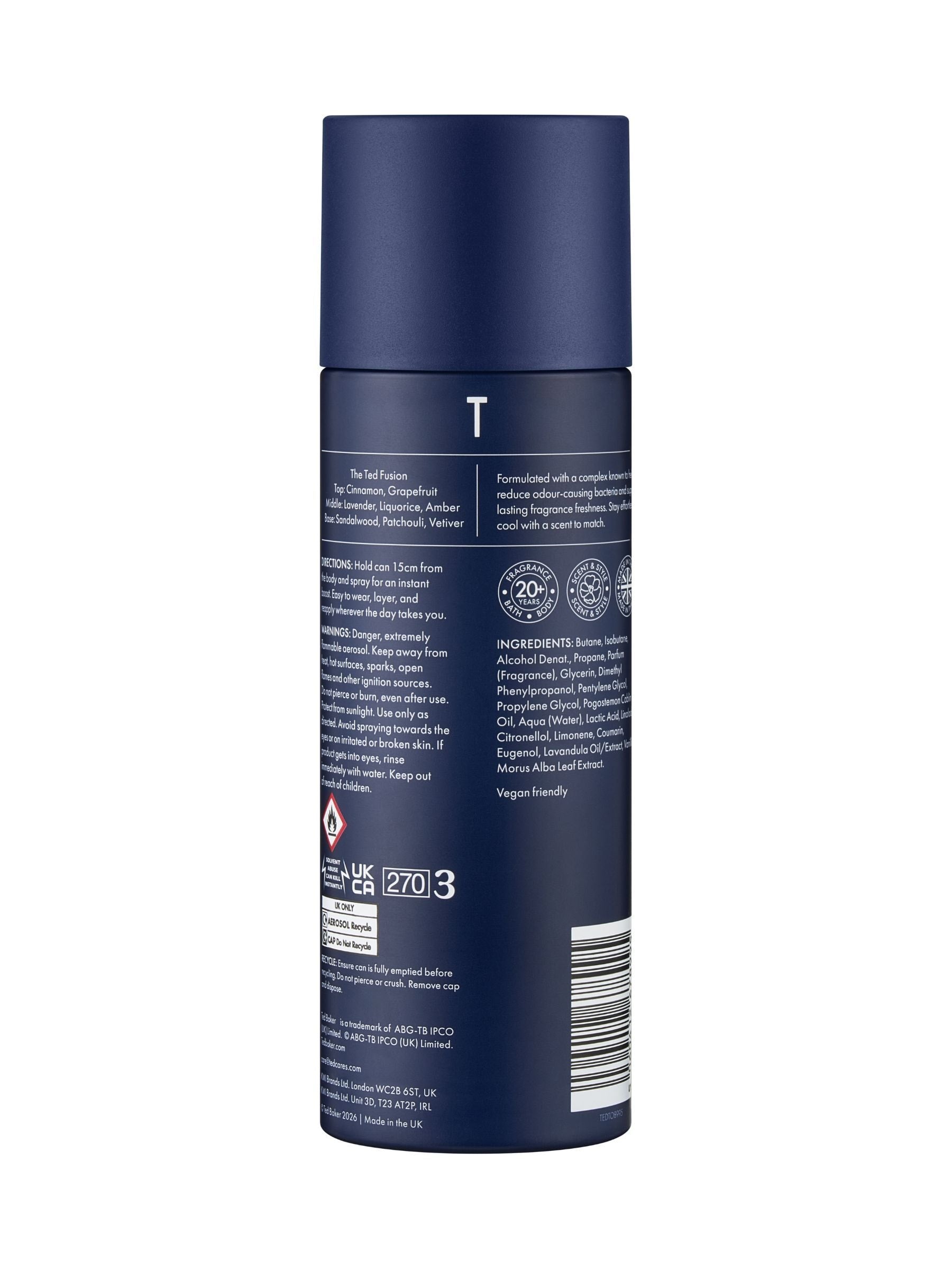 Ted Baker Fusion body spray deodorant 200ml (British brand)