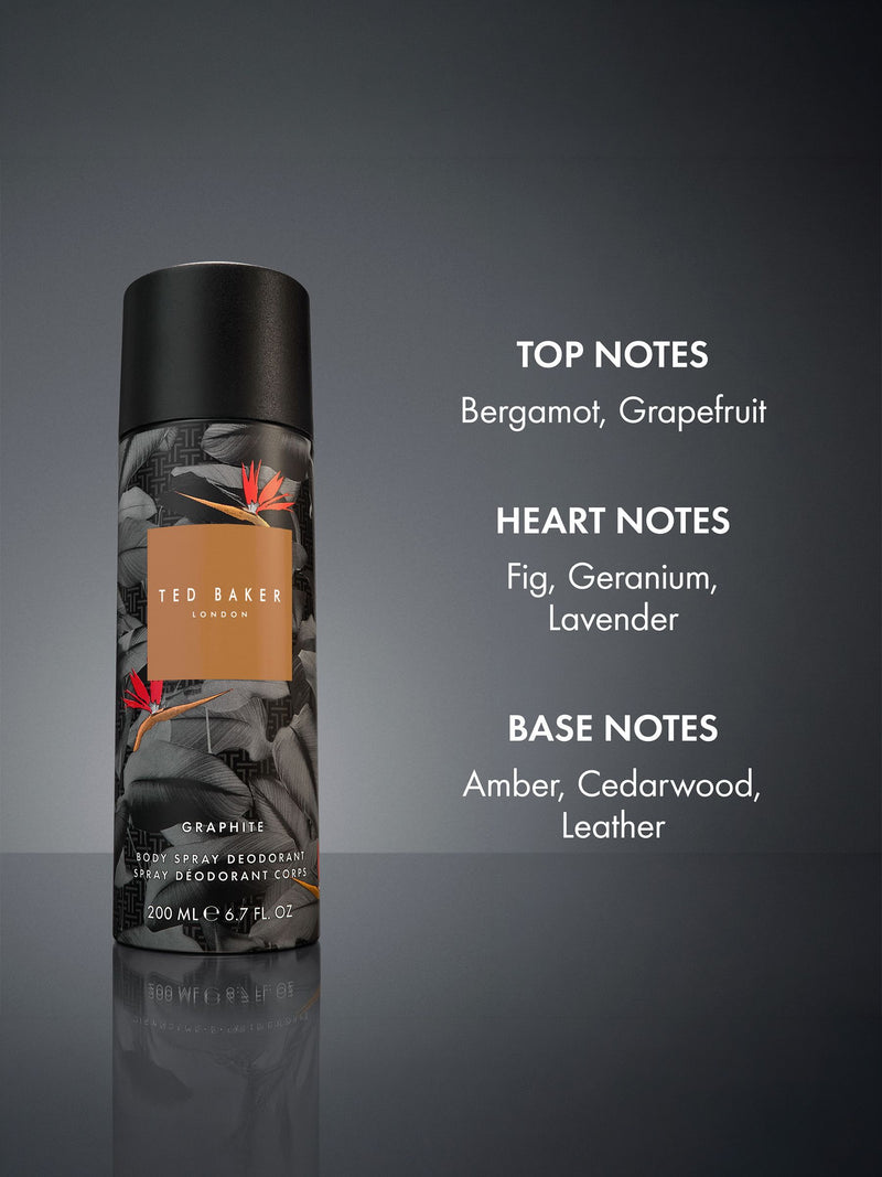 Ted Baker Graphite body spray deodorant 200ml, imported from the UK