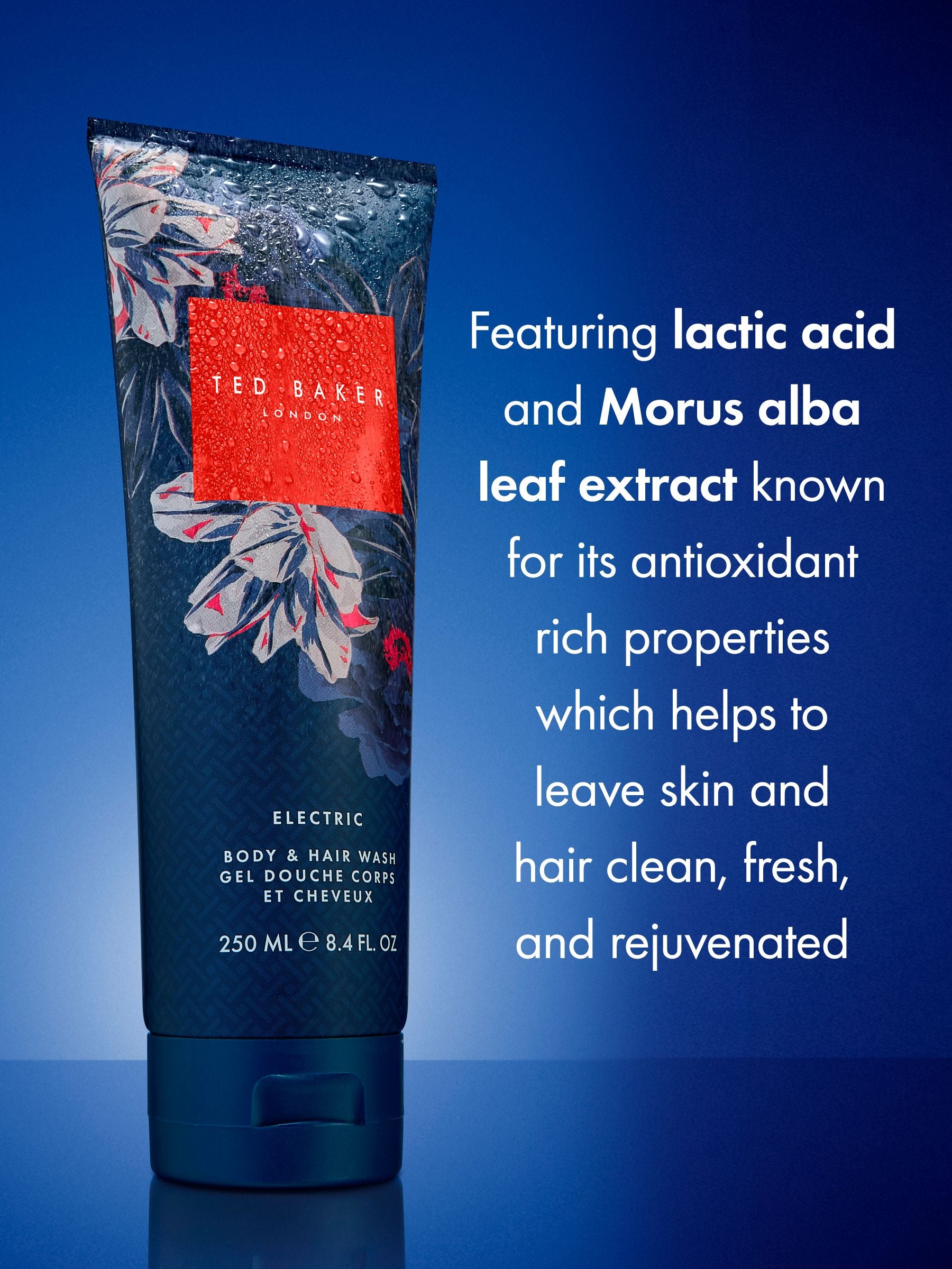 Ted Baker Electric Hair & Body Wash 250ml, imported from the UK