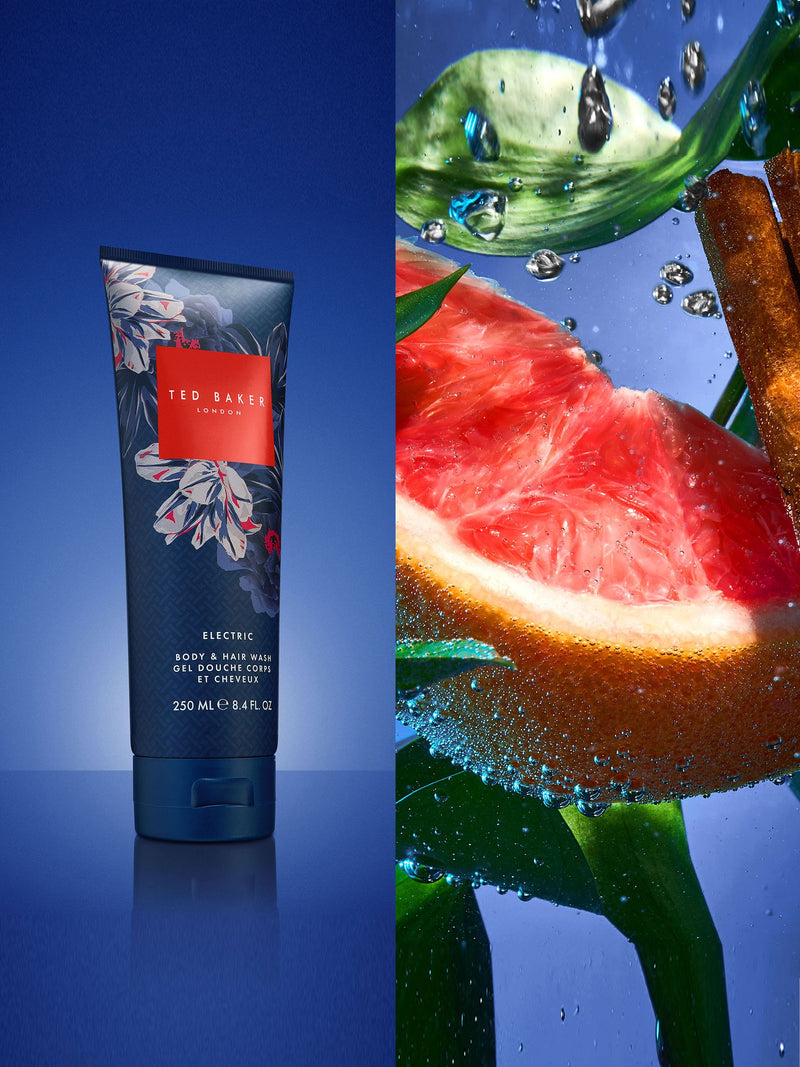 Ted Baker Electric Hair & Body Wash 250ml, imported from the UK