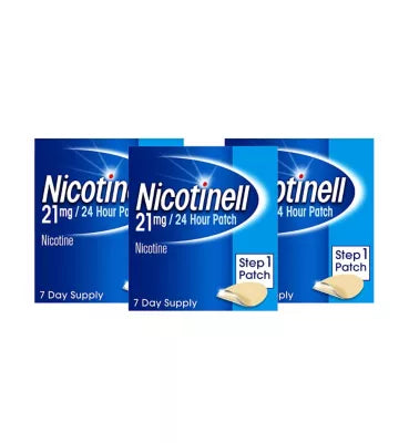 Nicotinell Nicotine Patches - Step 1, 21mg 24 Hour 7 patches x 3 Bundle - McGrocer