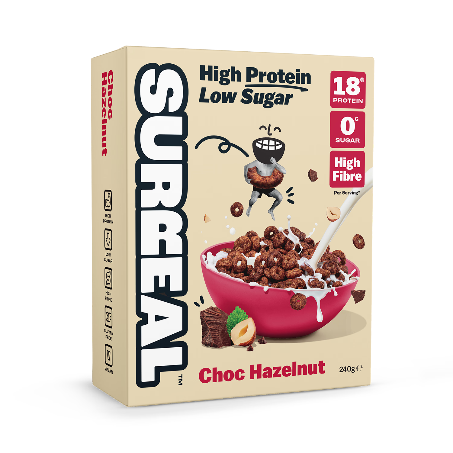 Surreal Choc Hazelnut protein cereal 240g, UK version