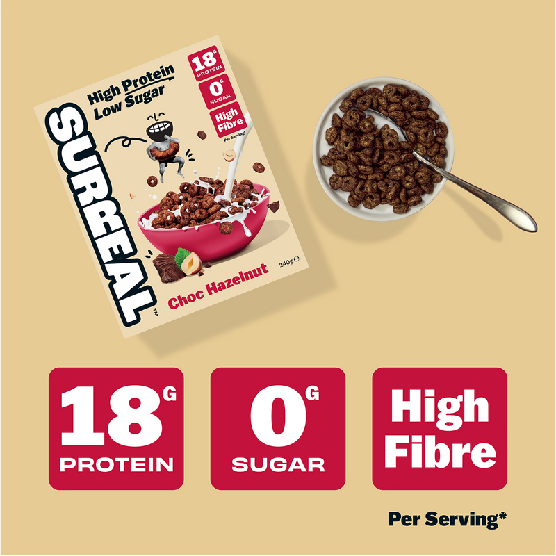 Surreal Choc Hazelnut protein cereal 240g, UK version