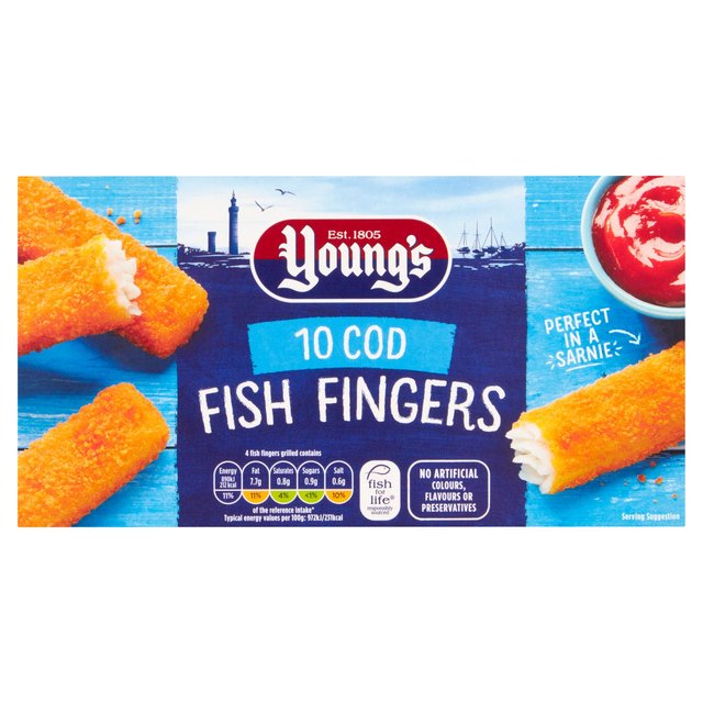 Young's 10 Cod Fish Fingers Frozen   250g