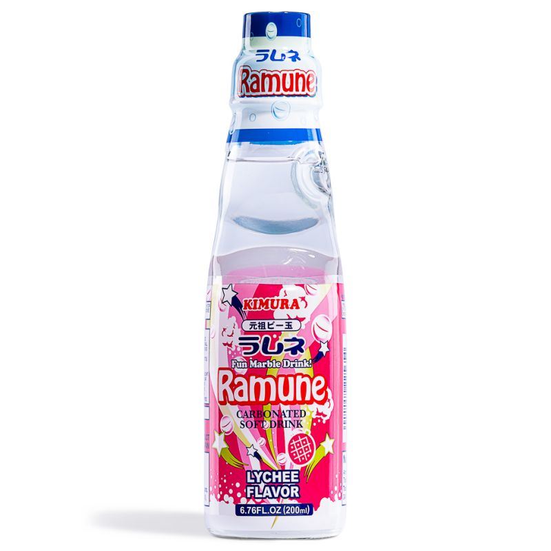Kimura Ramune lychee carbonated soft drink, imported from the UK
