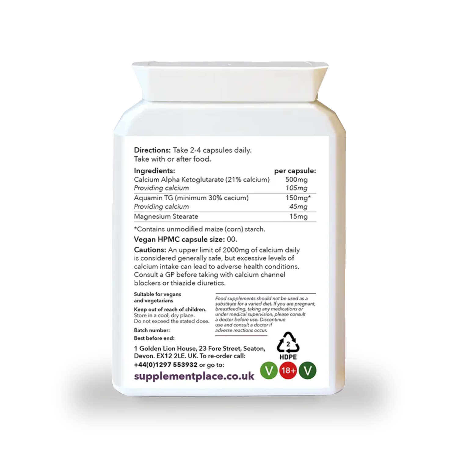 Supplement Place Calcium AKG 500mg 60 capsules, UK version