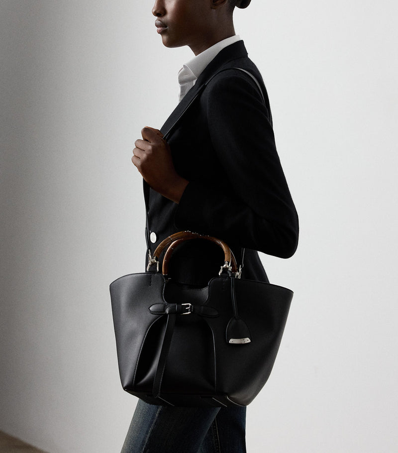 Ralph Lauren Collection leather tote bag with wooden handles, imported from the UK