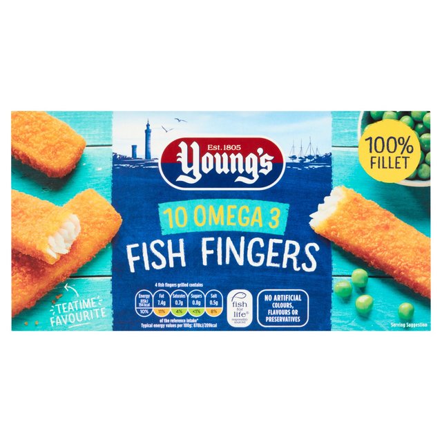 Young's 10 Omega 3 Fish Fingers Frozen   250g GOODS M&S   