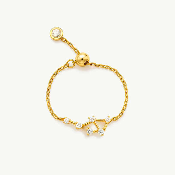 MUCHV gold Libra zodiac chain ring adjustable, UK version