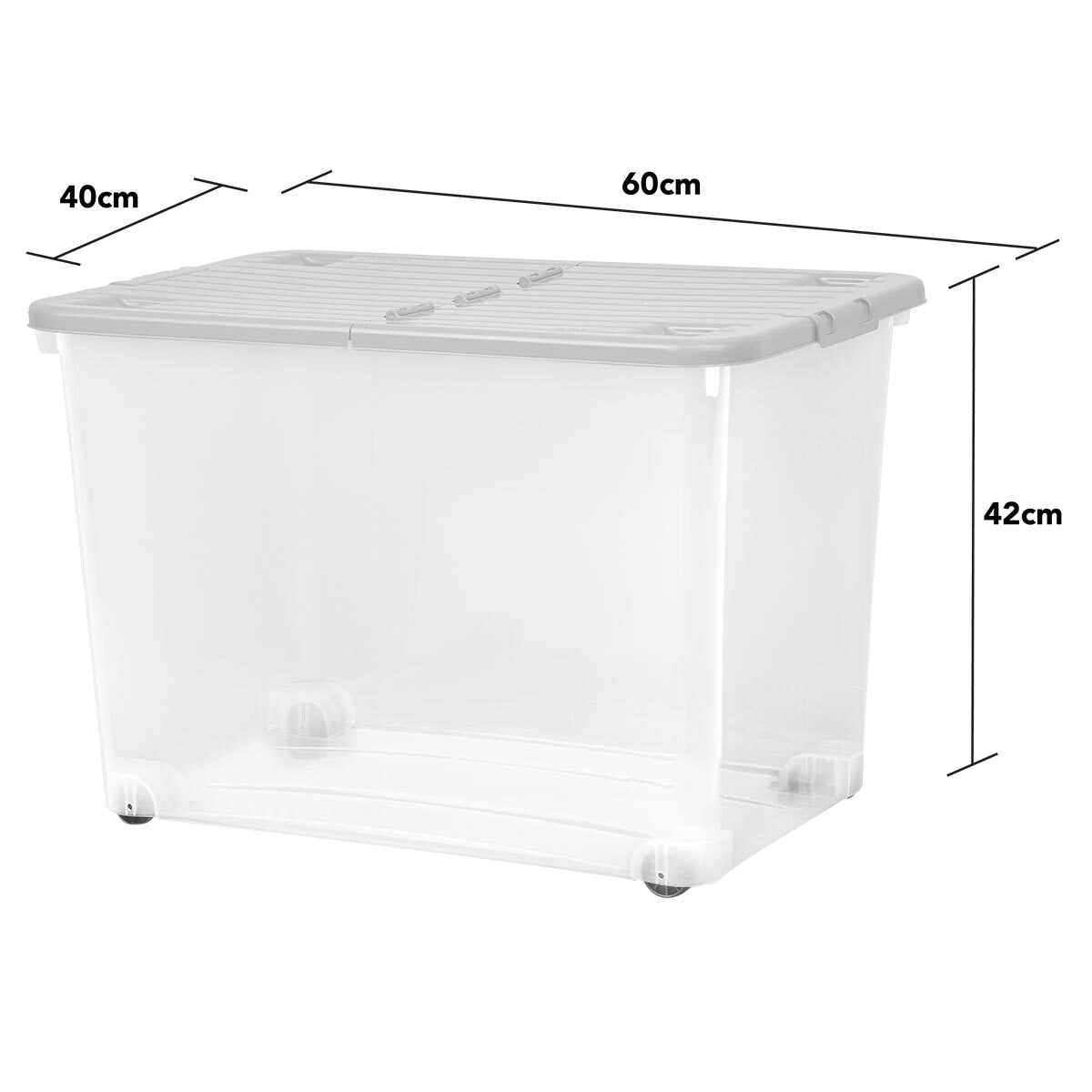 Wham storage box 80 litre clear with wheels, UK version