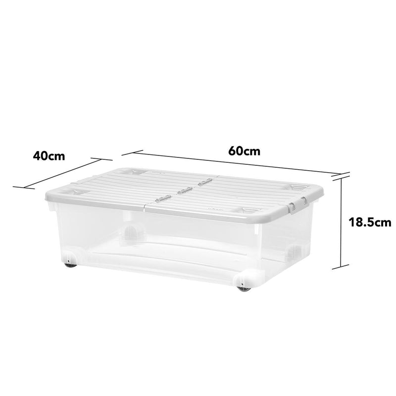 Wham storage boxes clear grey 32L with wheels, UK version