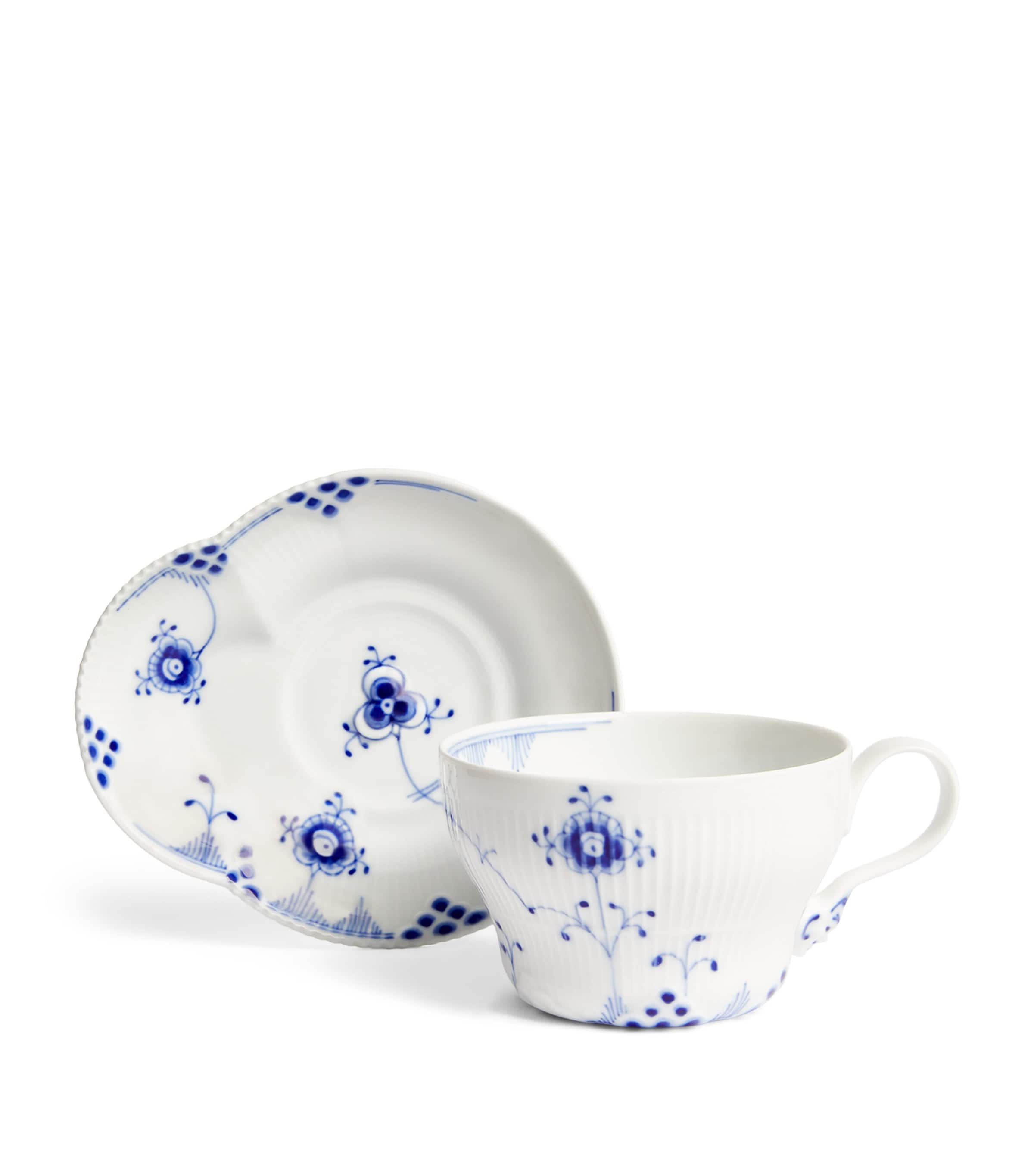 Royal Copenhagen Blue Elements teacup and saucer set, imported from the UK