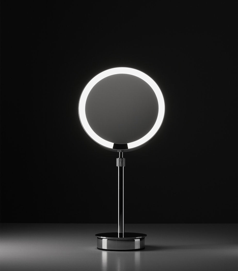 Decor Walther light-up round cosmetics mirror, approximate size 44cm by 21.5cm by 13cm - British product