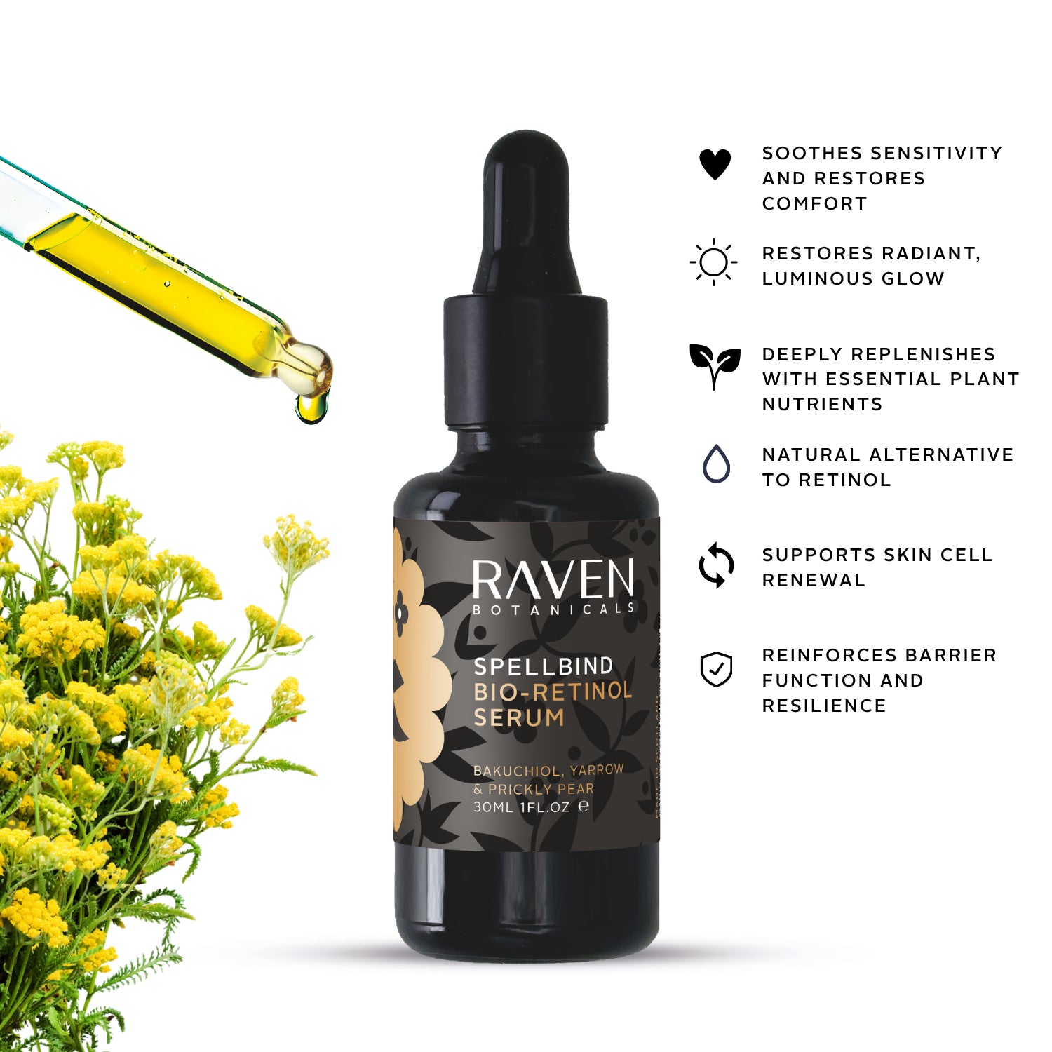 Raven Botanicals Spellbind Bio-Retinol serum 30ml, imported from the UK