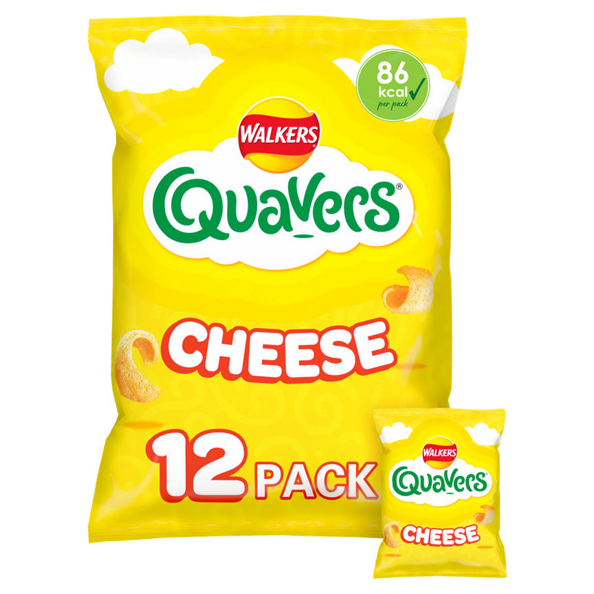 Walkers Quavers Cheese Light Curly Multipack Crisps GOODS ASDA   