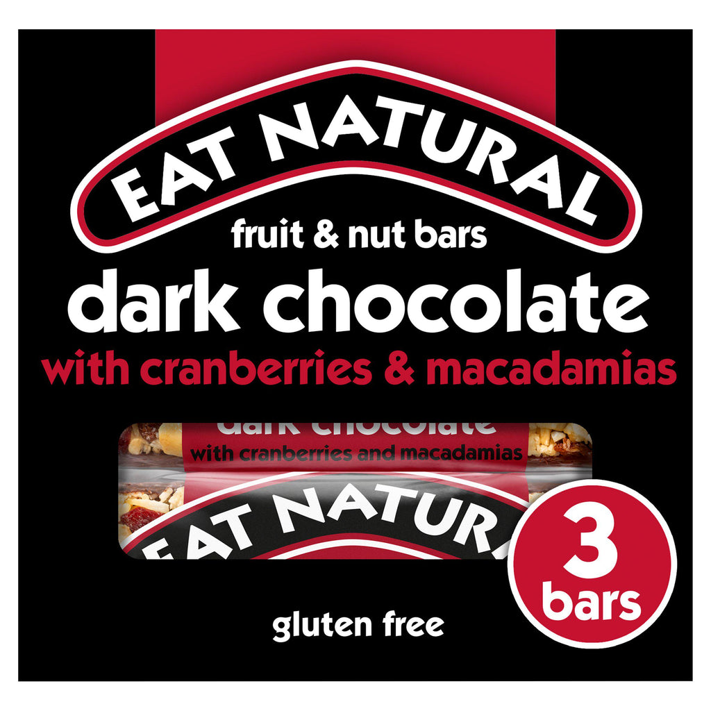 Eat Natural Fruit & Nut Bars Dark Chocolate with Cranberries and Macadamias 3 x 45g