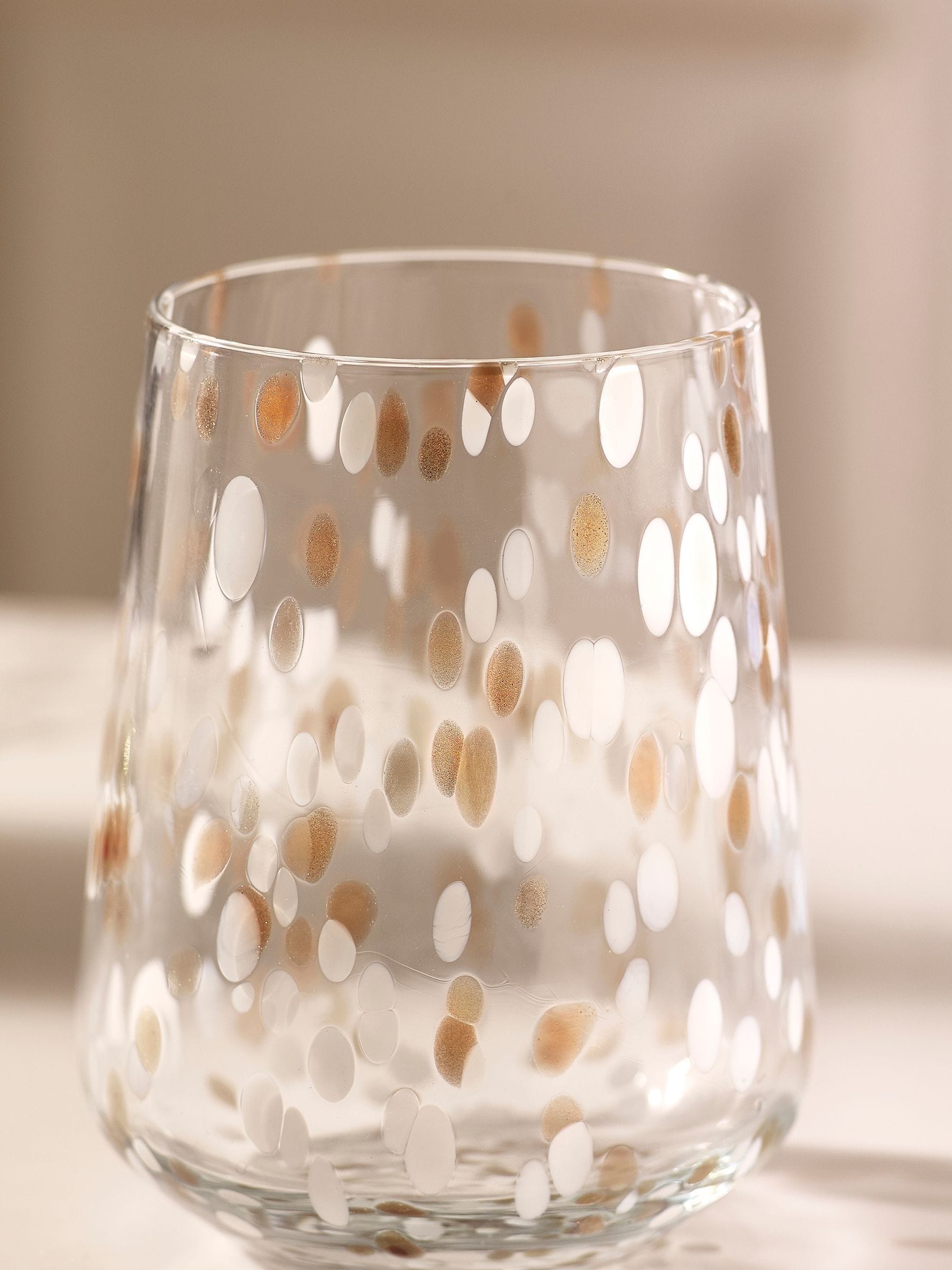 Set of two white confetti tumbler glasses (British brand)