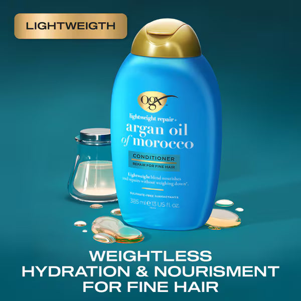 OGX Argan Light Conditioner For Fine Hair 385ml, imported from the UK