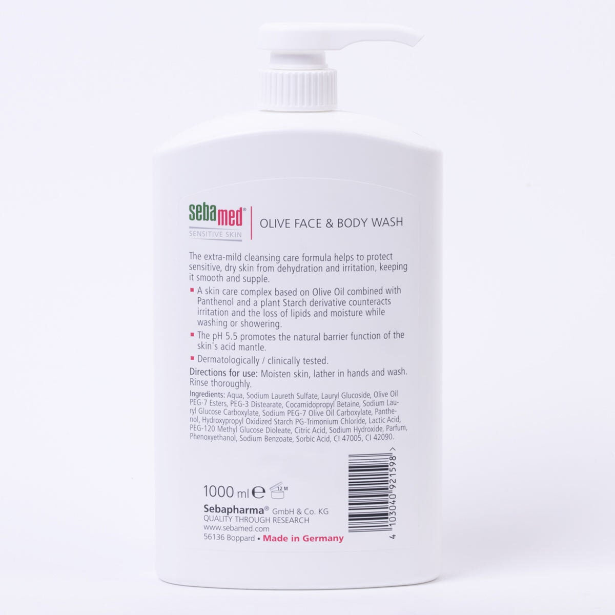Sebamed face and body wash with pH 5.5, 1L bottle (British brand)
