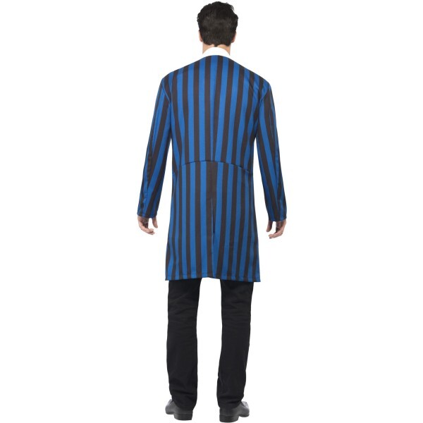 Smiffys Duke of the Manor blue costume jacket mock shirt bow tie, UK version