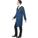 Smiffys Duke of the Manor blue costume jacket mock shirt bow tie, UK version