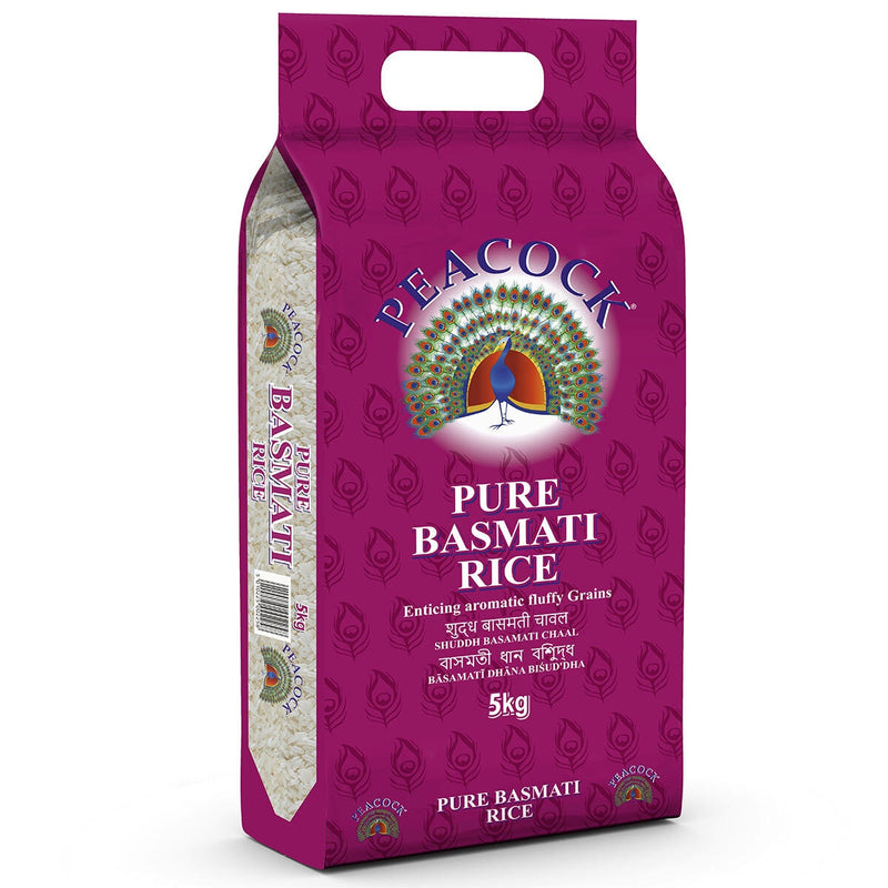 Peacock pure basmati rice 5kg, imported from the UK