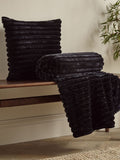 Catherine Lansfield black ribbed faux fur throw 130x170cm - British product