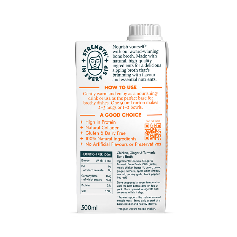 Freja bone broth Chicken Ginger Turmeric 500ml (British brand)