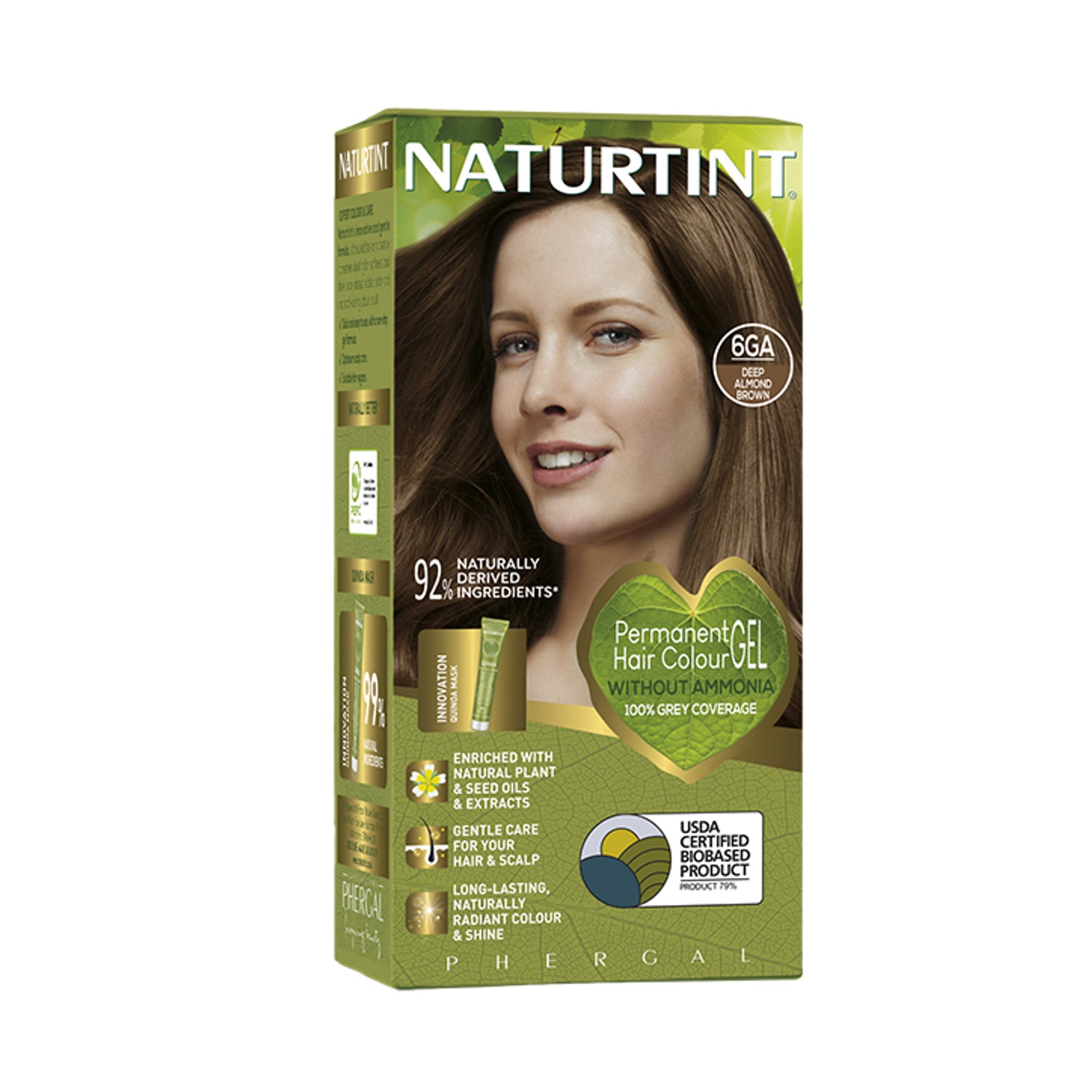 Naturtint Permanent Hair Colour 6GA Deep Almond Brown, imported from the UK