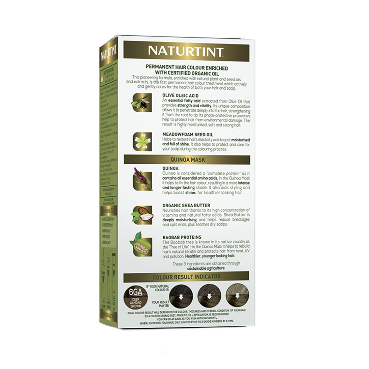 Naturtint Permanent Hair Colour 6GA Deep Almond Brown, imported from the UK