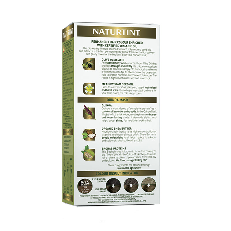 Naturtint Permanent Hair Colour 6GA Deep Almond Brown, imported from the UK