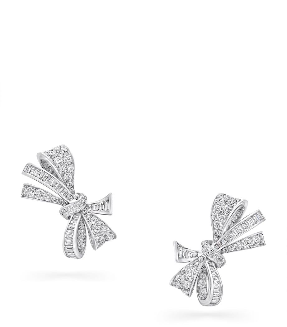 Graff diamond bow stud earrings 18kt white gold - British product
