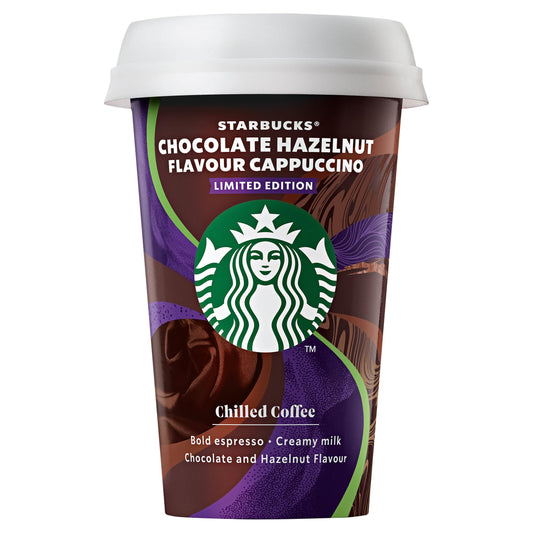 Starbucks Chocolate Hazelnut Flavour Cappuccino Chilled Coffee, Limited Edition 220ml GOODS Sainsburys   