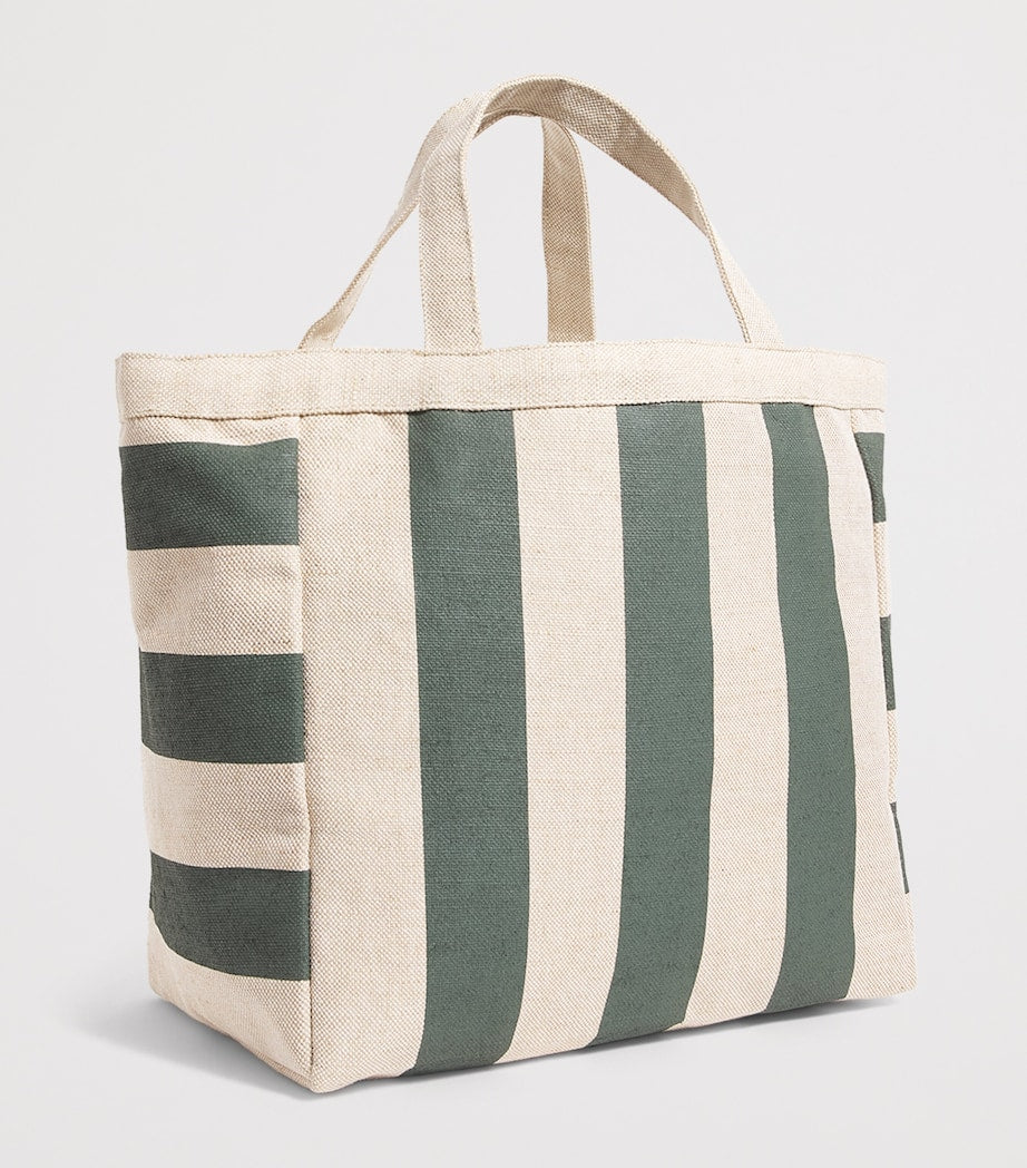 Harrods large jute striped logo tote bag - British product