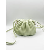 Pleated pouch bag in mint green with PU leather (British brand)