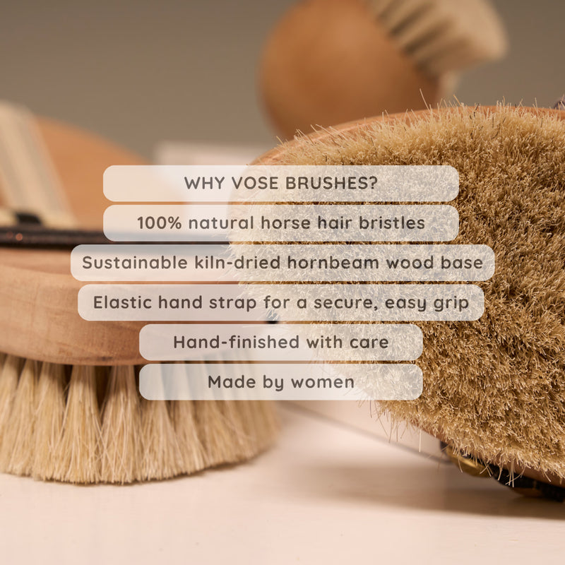 100% horsehair body brush with hornbeam wood handle, UK version