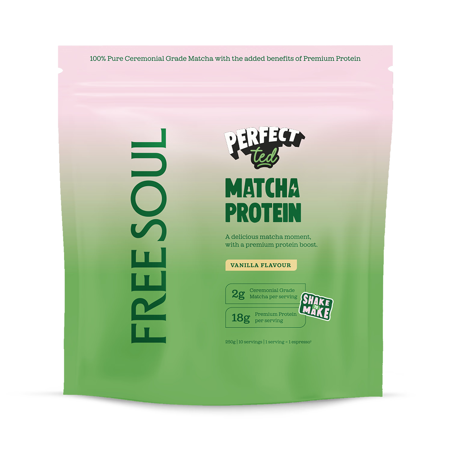 PerfectTed x FreeSoul vanilla matcha protein powder 250g (British brand)