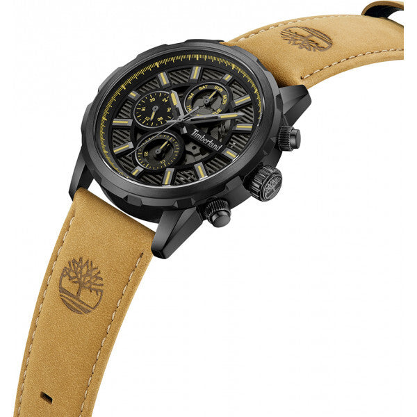 Timberland Hampton Harbour beige leather watch, imported from the UK