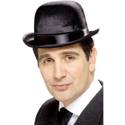 Superdrug Smiffys Tales of Old England Derby Bowler Hat - Black Indestructible Satin Finish- Buy online at McGrocer