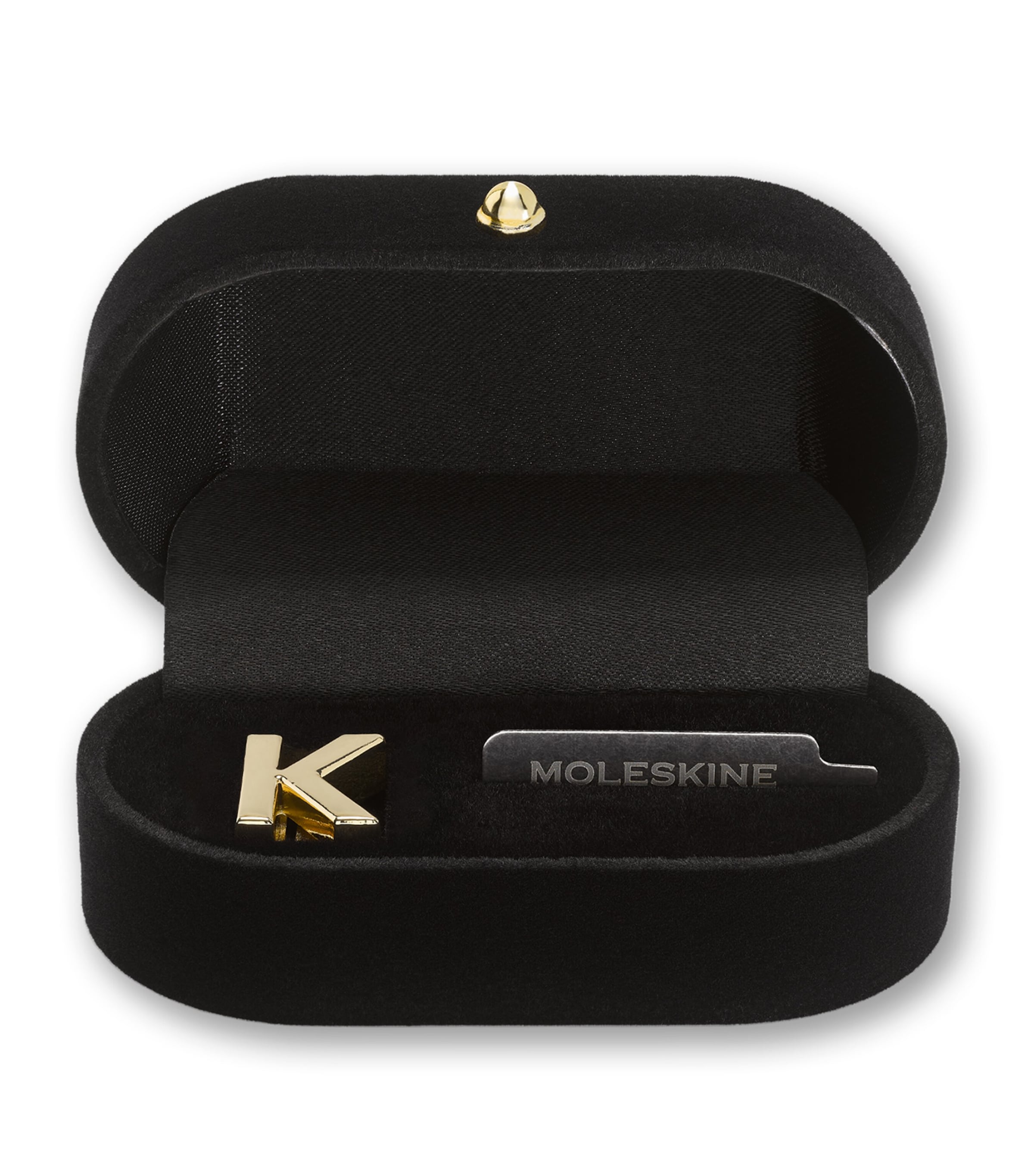 Moleskine gold-plated K notebook charm, imported from the UK